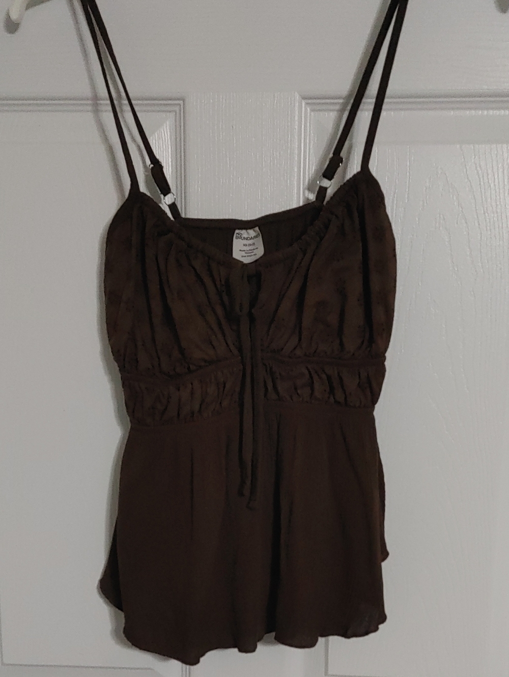No Boundaries Brown Spaghetti-Strap Tie-Front Camisole Tank Size XS 0-2